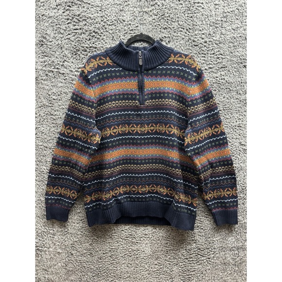 L.L. Bean Sweaters - LL Bean Fair Isle 1/4 Zip Pullover Sweater Mens L Reg